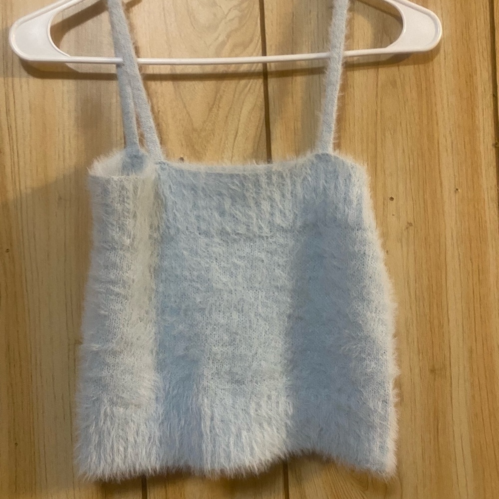 Fuzzy Light Blue Tank Top